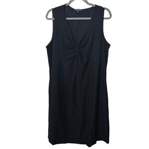 Eileen Fisher Black Sleeveless V Neck Twist Front Dress Womens Large Stretch